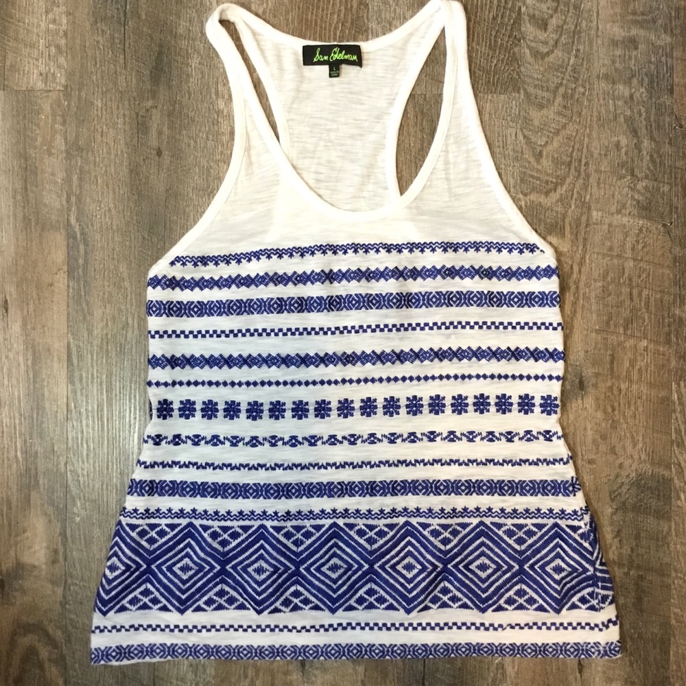 Sam Edelman Embroidered Racerback Tank Top